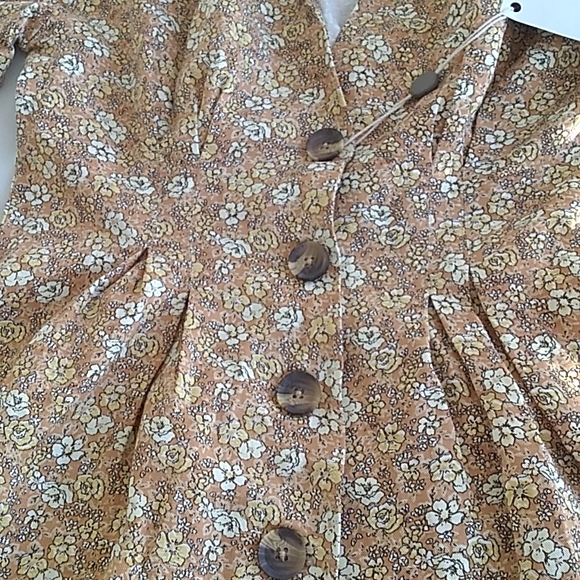 Free People Gold Floral Button Up Mini Dress - Picture 8 of 9